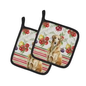 Wheaten Scottish Deerhound Vegetables Pair of Pot Holders Pair 7.5x7.5 Quilted Insulated Hot Pads Decorative Kitchen Gift Made in USA