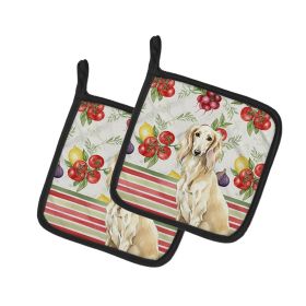 Cream Saluki Vegetables Pair of Pot Holders Pair 7.5x7.5 Quilted Insulated Hot Pads Decorative Kitchen Gift Made in USA