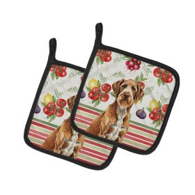 Wirehaired Pointing Griffon Vegetables Pair of Pot Holders Pair 7.5x7.5 Quilted Insulated Hot Pads Decorative Kitchen Gift Made in USA
