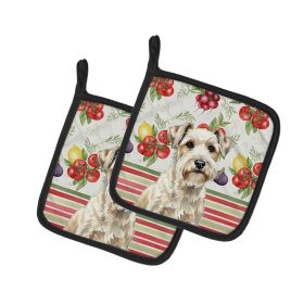 Sealyham Terrier Vegetables Pair of Pot Holders Pair 7.5x7.5 Quilted Insulated Hot Pads Decorative Kitchen Gift Made in USA