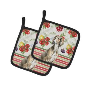 Grizzle Saluki Vegetables Pair of Pot Holders Pair 7.5x7.5 Quilted Insulated Hot Pads Decorative Kitchen Gift Made in USA