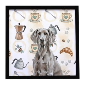 Weimaraner Coffee Bar Framed Metal Print Bathroom, Kitchen, Office, Home Decor Wall Art Ready to Hang, Square, 8X8