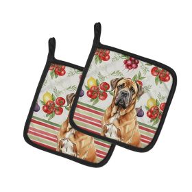Neapolitan Mastiff Vegetables Pair of Pot Holders Pair 7.5x7.5 Quilted Insulated Hot Pads Decorative Kitchen Gift Made in USA