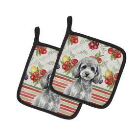 Toy Silver Poodle Vegetables Pair of Pot Holders Pair 7.5x7.5 Quilted Insulated Hot Pads Decorative Kitchen Gift Made in USA