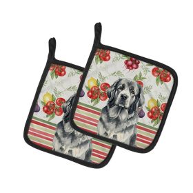 Gray Newfoundland Vegetables Pair of Pot Holders Pair 7.5x7.5 Quilted Insulated Hot Pads Decorative Kitchen Gift Made in USA