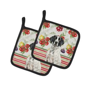 Black and White Pointer Vegetables Pair of Pot Holders Pair 7.5x7.5 Quilted Insulated Hot Pads Decorative Kitchen Gift Made in USA