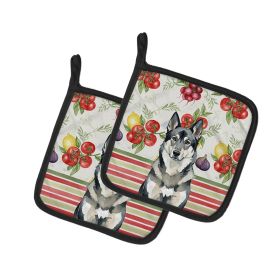 Norwegian Elkhound Vegetables Pair of Pot Holders Pair 7.5x7.5 Quilted Insulated Hot Pads Decorative Kitchen Gift Made in USA