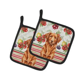 Copper Nova Scotia Duck Tolling Retriever Vegetables Pair of Pot Holders Pair 7.5x7.5 Quilted Insulated Hot Pads Decorative Kitchen Gift Made in