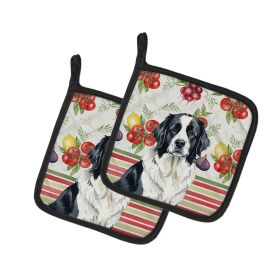 Landseer Newfoundland Vegetables Pair of Pot Holders Pair 7.5x7.5 Quilted Insulated Hot Pads Decorative Kitchen Gift Made in USA