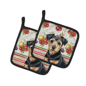Black and Tan Norfolk Terrier Vegetables Pair of Pot Holders Pair 7.5x7.5 Quilted Insulated Hot Pads Decorative Kitchen Gift Made in USA