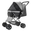VEVOR Pet Stroller, 44 lbs Weight Capacity, Foldable Dog Stroller Cart, 4 Wheels Stroller with Mesh Windows & Reversible Handle