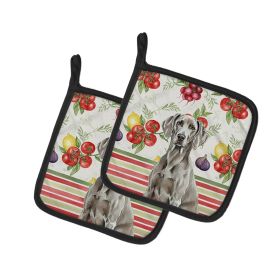 Weimaraner Vegetables Pair of Pot Holders Pair 7.5x7.5 Quilted Insulated Hot Pads Decorative Kitchen Gift Made in USA