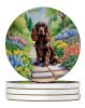 Cocker Spaniel Spring Path Large Sandstone Coasters Pack of 4 Absorbent Round Coasters Decor Gifts for Men or Women, 4 in, Multicolor