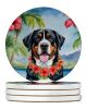 Greater Swiss Mountain Dog Luau Large Sandstone Coasters Pack of 4 Absorbent Round Coasters Decor Gifts for Men or Women, 4 in, Multicolor