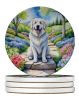 Great Pyrenees Spring Path Large Sandstone Coasters Pack of 4 Absorbent Round Coasters Decor Gifts for Men or Women, 4 in, Multicolor