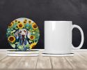 Weimaraner in Sunflowers Large Sandstone Coasters Pack of 4 Absorbent Round Coasters Decor Gifts for Men or Women, 4 in, Multicolor