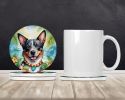 Australian Cattle Dog Luau Large Sandstone Coasters Pack of 4 Absorbent Round Coasters Decor Gifts for Men or Women, 4 in, Multicolor