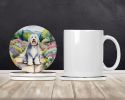 Old English Sheepdog Spring Path Large Sandstone Coasters Pack of 4 Absorbent Round Coasters Decor Gifts for Men or Women, 4 in, Multicolor
