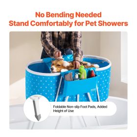 VEVOR Portable Dog Bathtub, Elevated & Foldable Space-saving Pet Shower Station with Quick Drainage
