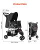 VEVOR Pet Stroller, 35 lbs Weight Capacity, Foldable Dog Stroller Cart, 3 Wheel Stroller with Mesh Windows and Cup Holders