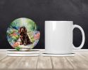 Sussex Spaniel Spring Path Large Sandstone Coasters Pack of 4 Absorbent Round Coasters Decor Gifts for Men or Women, 4 in, Multicolor