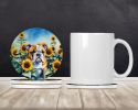 English Bulldog in Sunflowers Large Sandstone Coasters Pack of 4 Absorbent Round Coasters Decor Gifts for Men or Women, 4 in, Multicolor