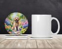 Goldendoodle Spring Path Large Sandstone Coasters Pack of 4 Absorbent Round Coasters Decor Gifts for Men or Women, 4 in, Multicolor