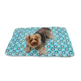 Penguins & Snowflakes Flannel/Ultra Plush Blanket (Color: Turquoise, size: One Size)
