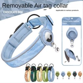 Pet Collar with AirTag Case Holder (colour: Camouflage blue collar set, size: XL)