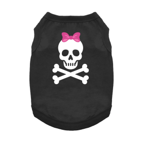 Pirate Skull with Pink Bow Dog Shirt (Color: Jet Black, size: X-Small)